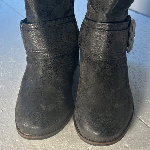 Torrid SZ 9 Kallie Black Leather Riding Knee high Boot Western Moto Edgy Boho - Picture 8 of 15